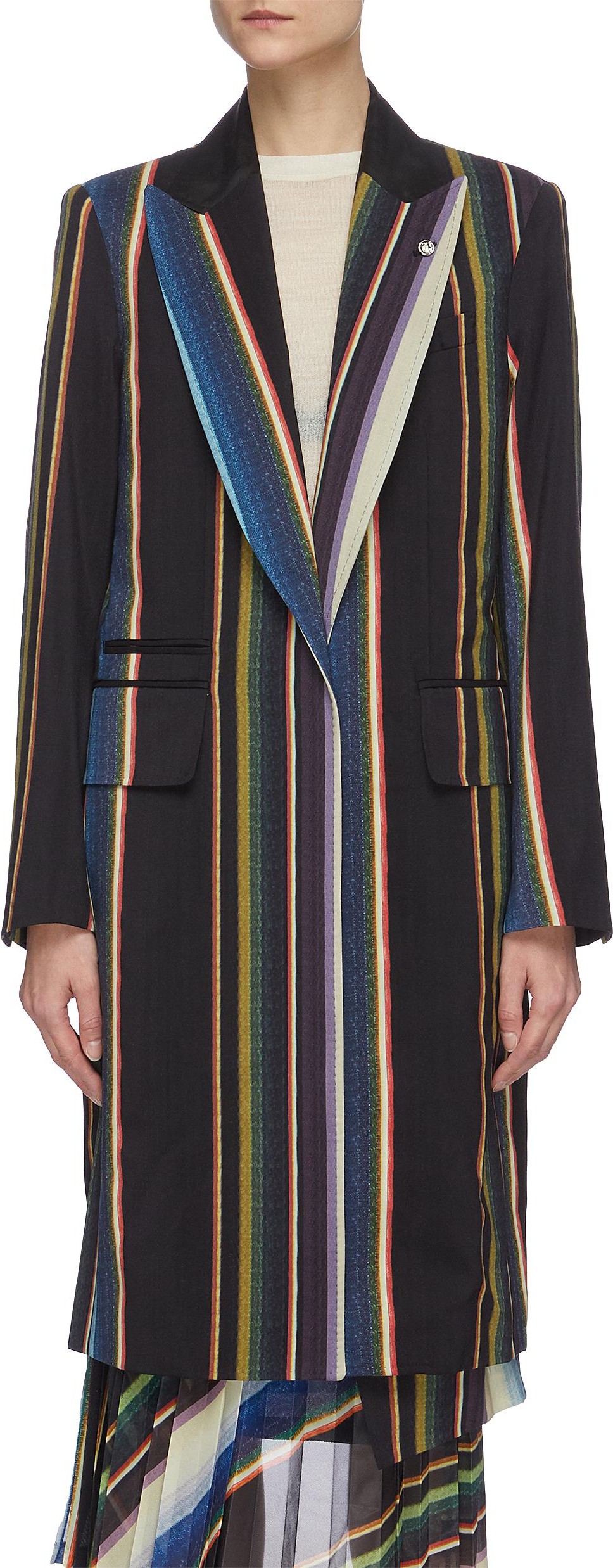 Toga Peak lapel stripe tailored coat