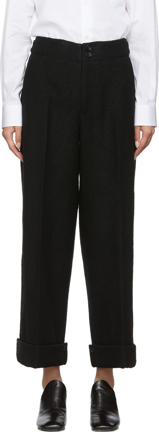 Yohji Yamamoto Black Vintage Flannel Mackin Trousers