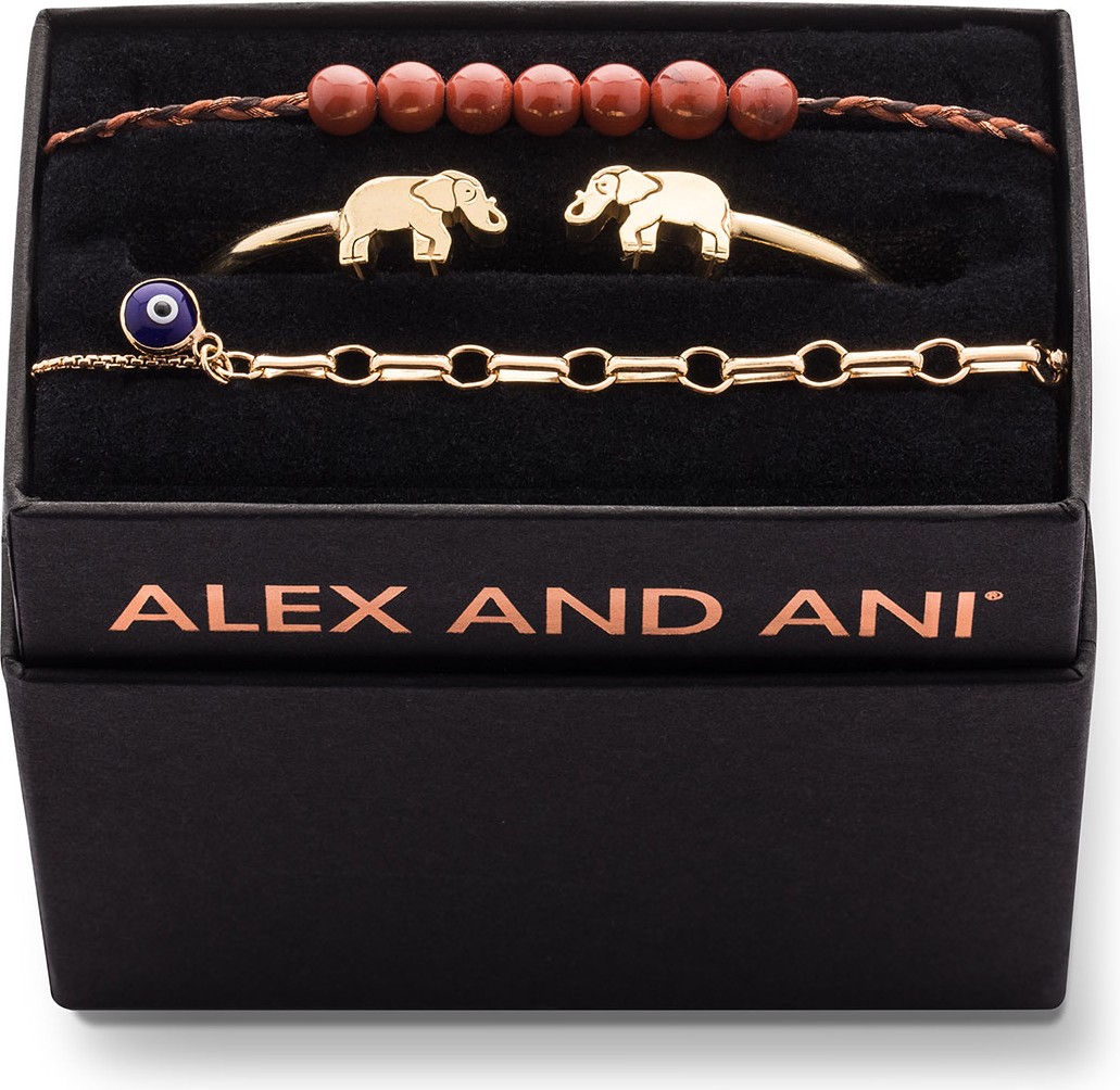 Alex and Ani Elephant Cuff Bracelet Gift Set, Gold