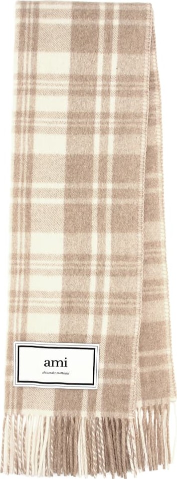 AMI Checked wool scarf
