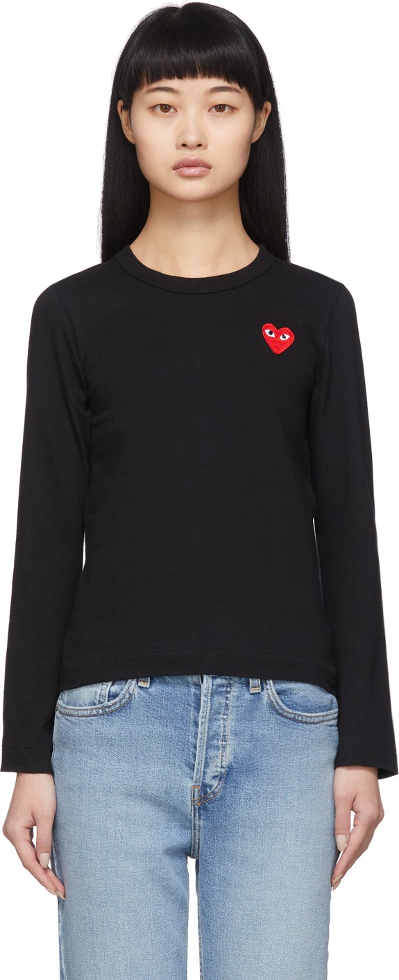 Comme Des Garcons PLAY Black Heart Patch Long Sleeve T-Shirt
