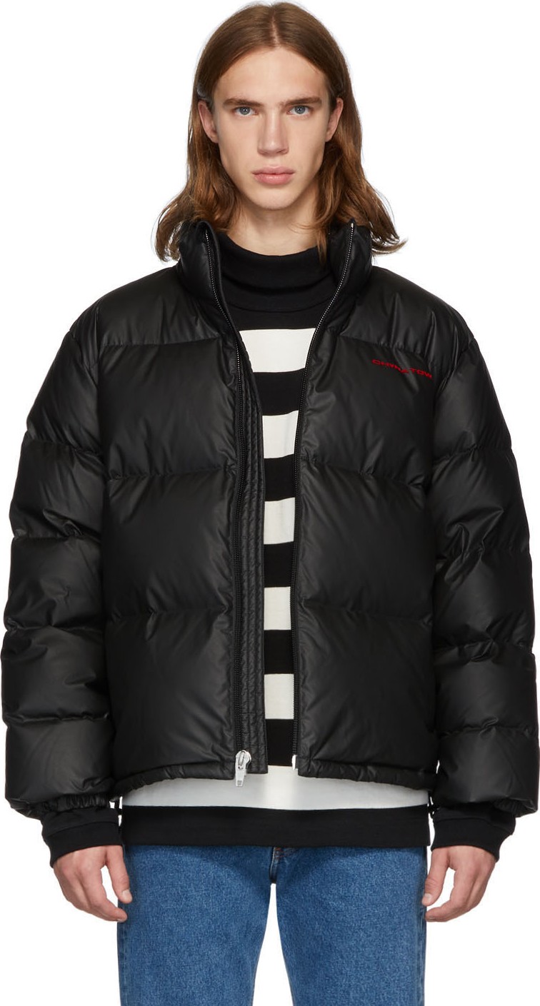 Alexander Wang Black Down Pleather Chynatown Puffer Jacket