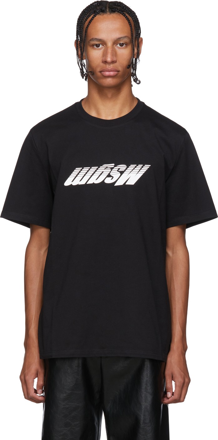 MSGM Black Upside Down Logo T-Shirt