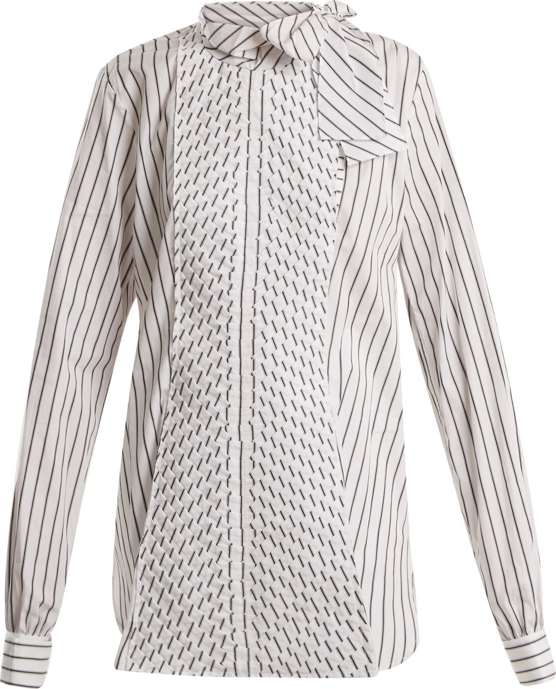 J.W.Anderson Pleated-panel striped-cotton shirt