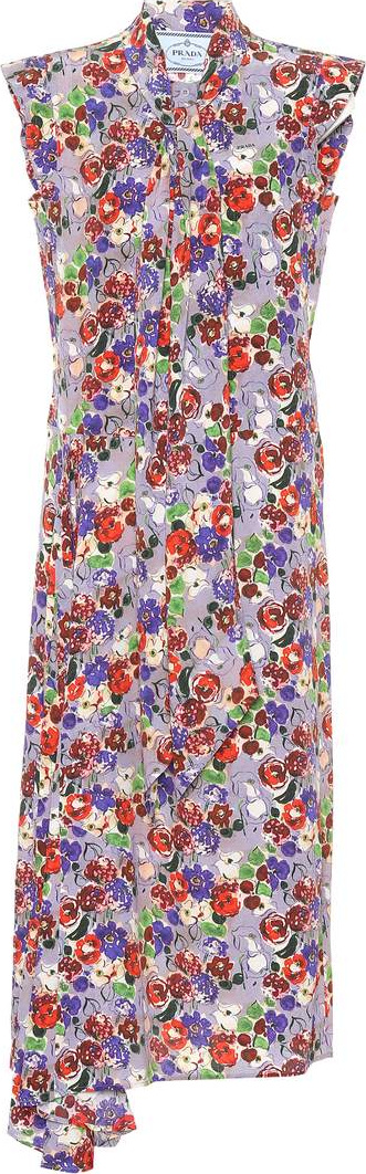 Prada Floral-printed silk dress