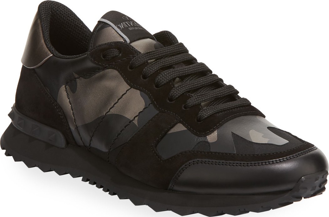 Valentino Men's Rockrunner Camo Leather Sneakers Valentino Men's Rockrunner Camo Leather Sneakers
