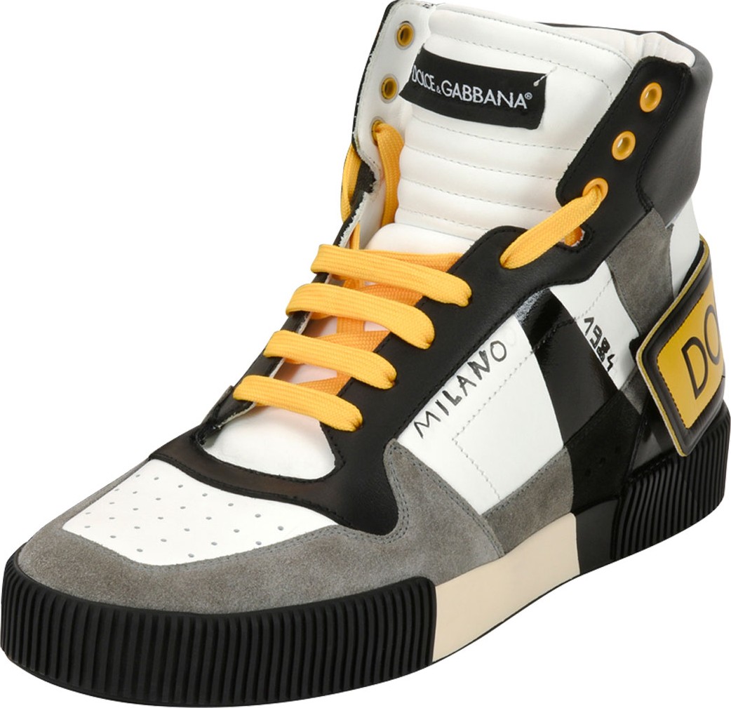 Dolce & Gabbana Men's Milano 1984 Leather/Suede High-Top Sneakers