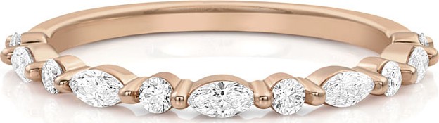 Dominique Cohen 18k Rose Gold Diamond Marquise & Round Stack Ring, Size 7