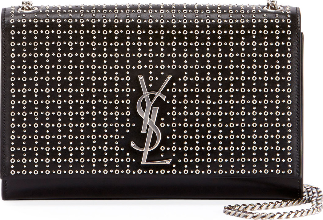 Saint Laurent Kate Monogram YSL Medium Oeillet-Stud Chain Shoulder Bag