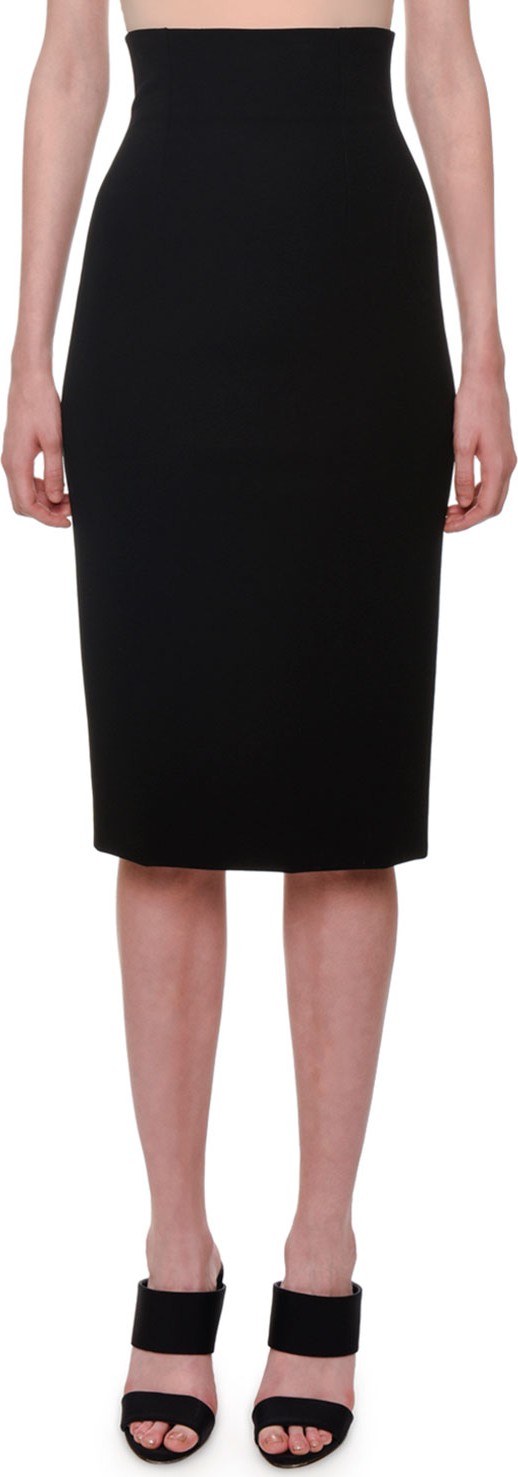 Versace High-Waist Back-Zip Knee-Length Jersey Pencil Skirt