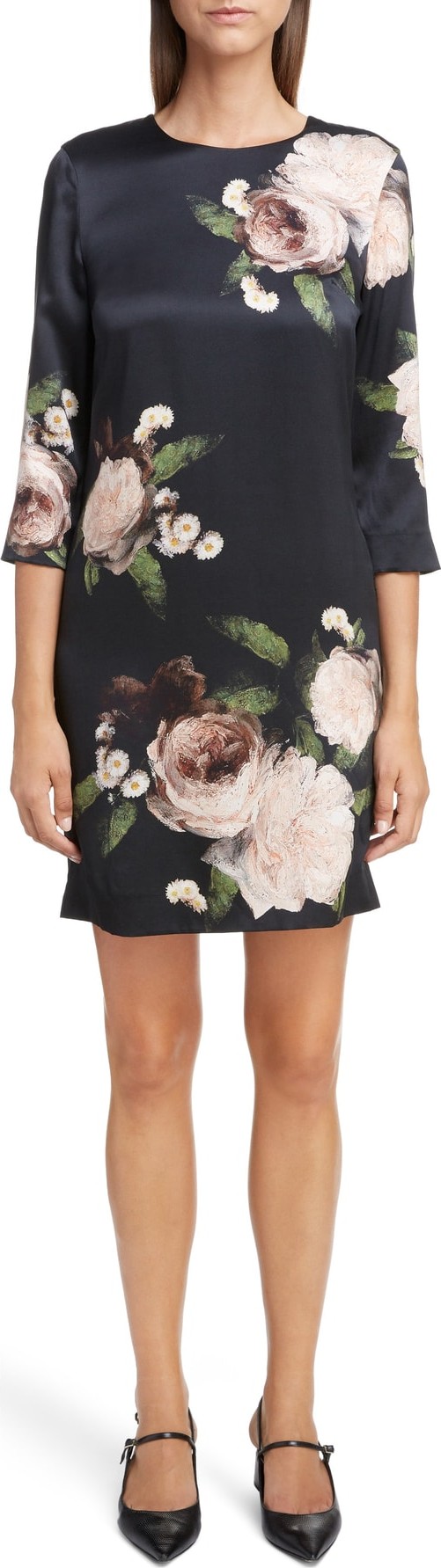 Erdem Floral Silk Satin Shift Dress