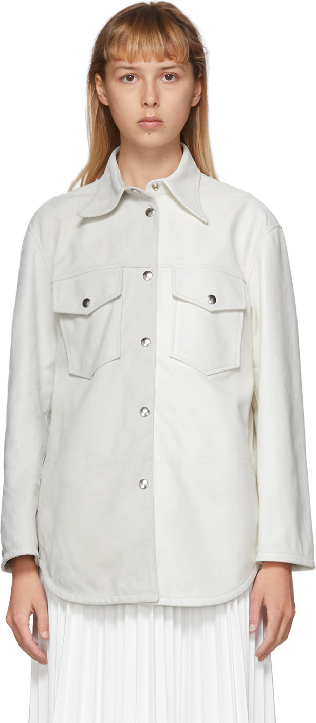 MM6 Maison Margiela White Leather Two-Tone Shirt