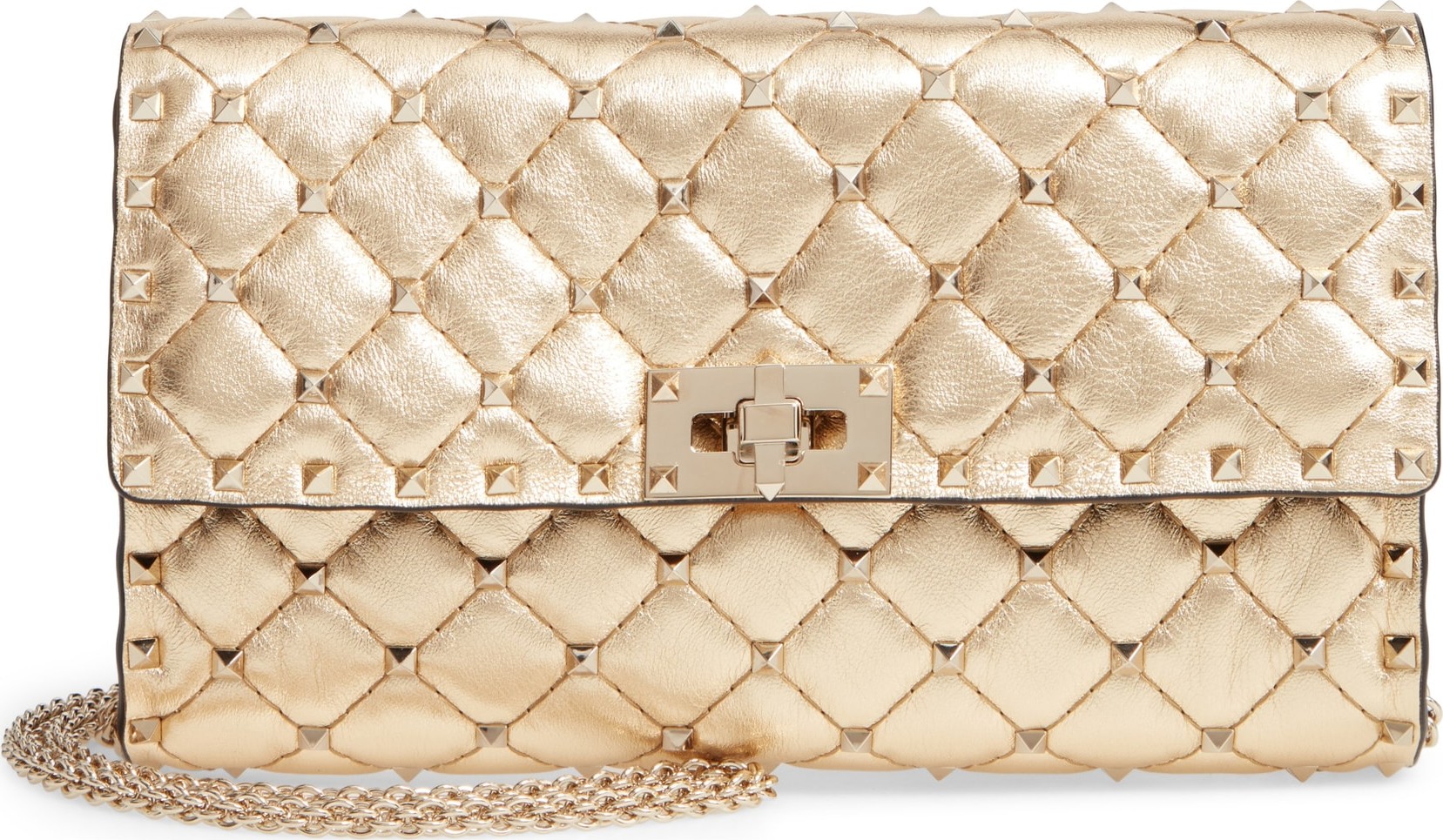 Valentino Rockstud Metallic Leather Shoulder Bag