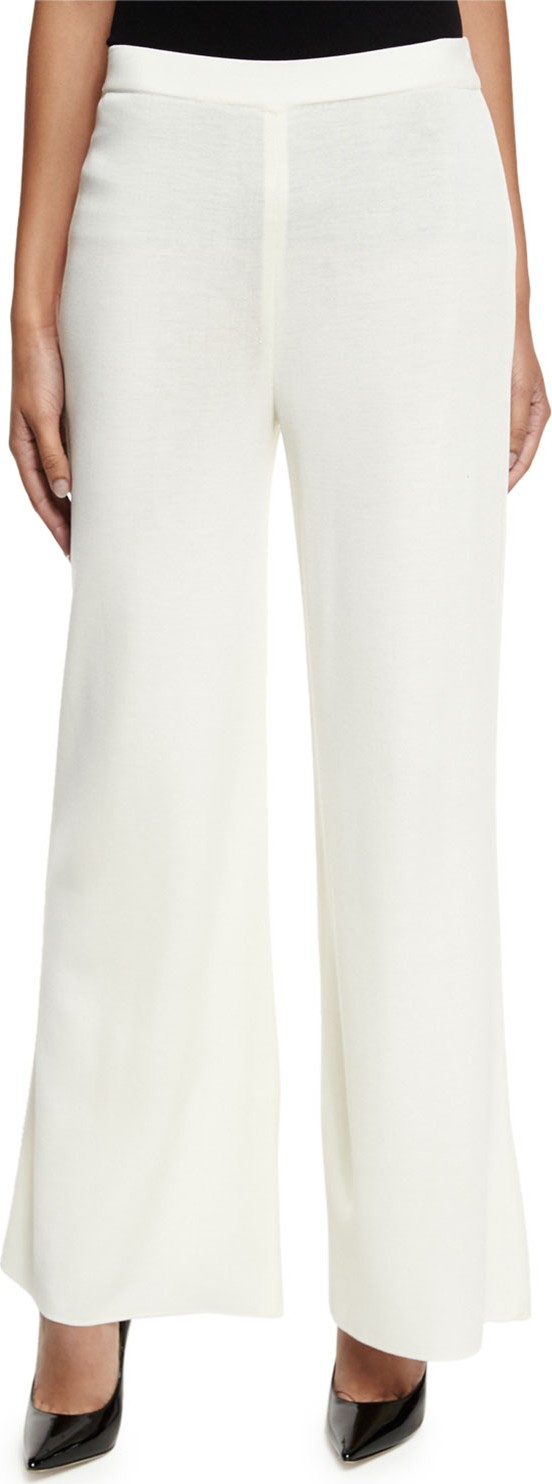 Misook Washable Wide-Leg Pants, Cream