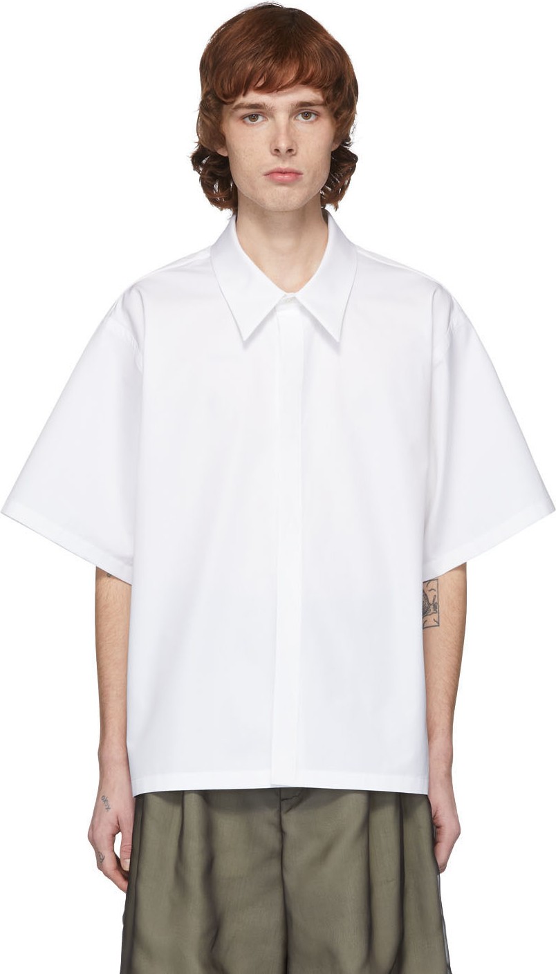 Maison Margiela White Heavy Poplin Short Sleeve Shirt