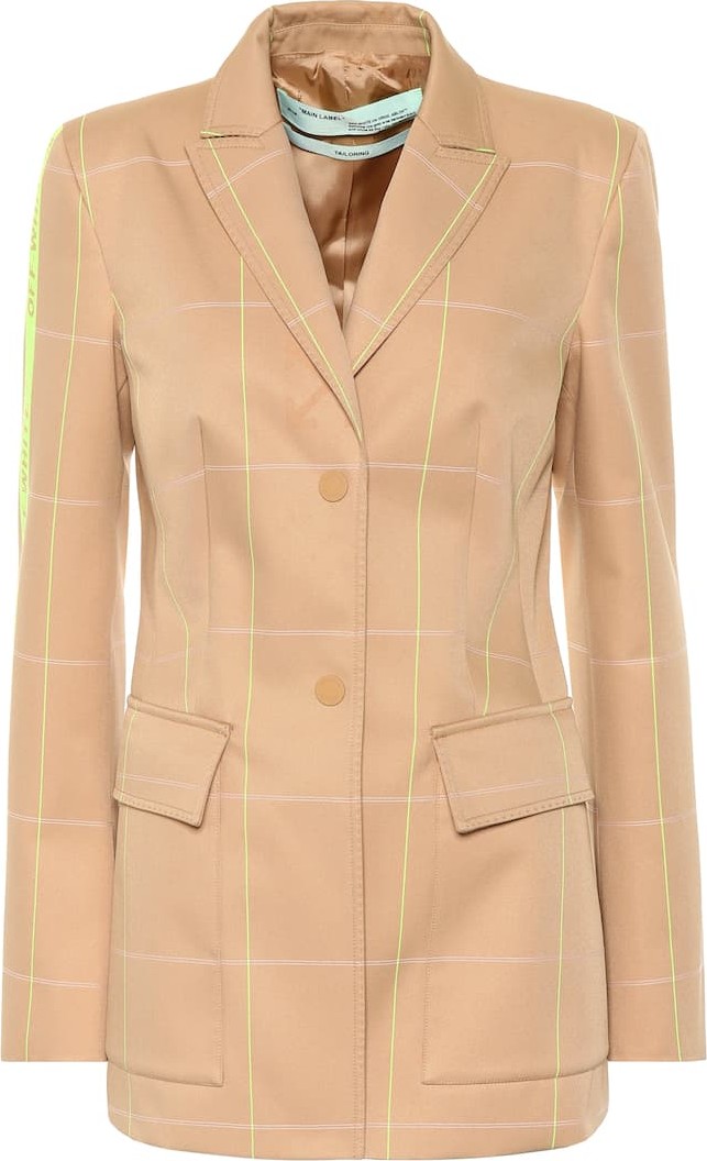 Off White Checked cotton-blend blazer