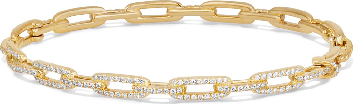 David Yurman Stax Chain Link Bracelet in 18k Yellow Gold w/ Diamonds, Size M