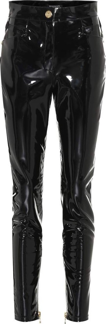 Balmain High-waisted skinny vinyl pants
