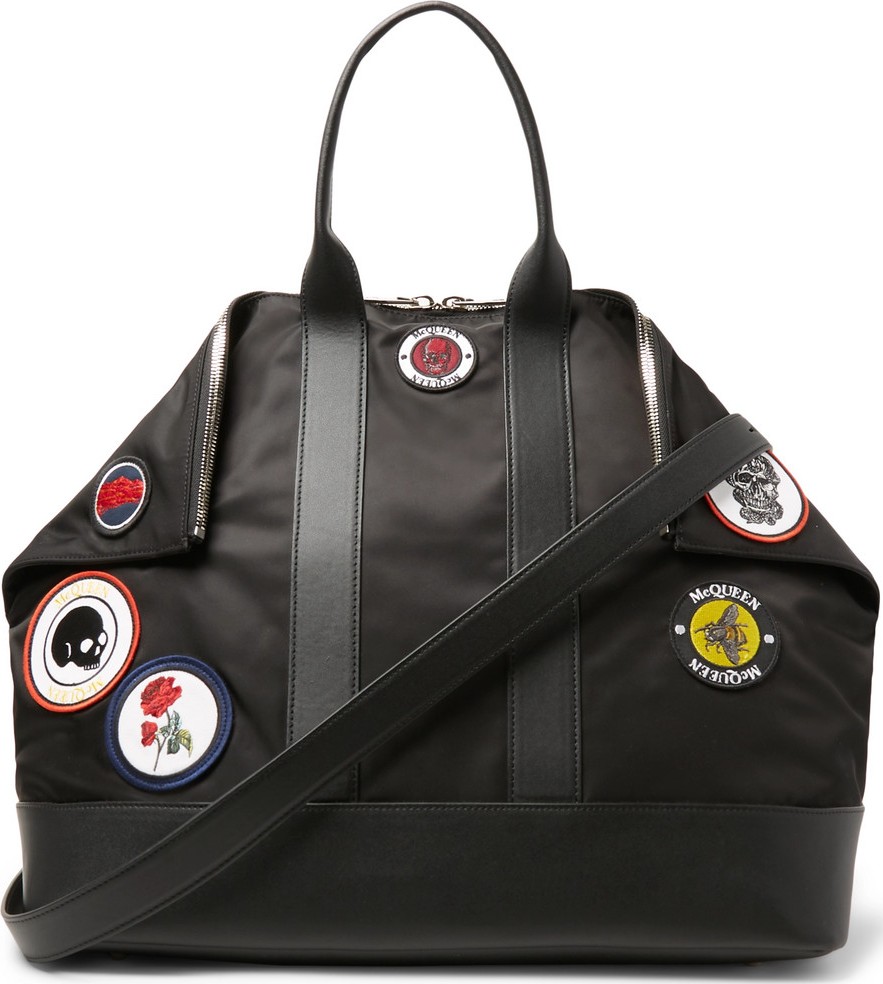 Alexander McQueen De Manta Leather-Trimmed Logo-Appliquéd Shell Tote Bag