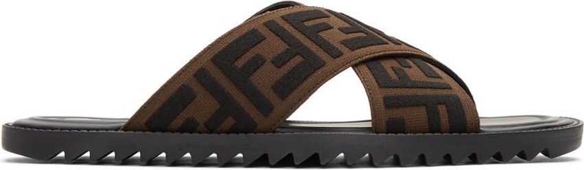 Fendi Black & Brown 'Fendi Forever' Slides