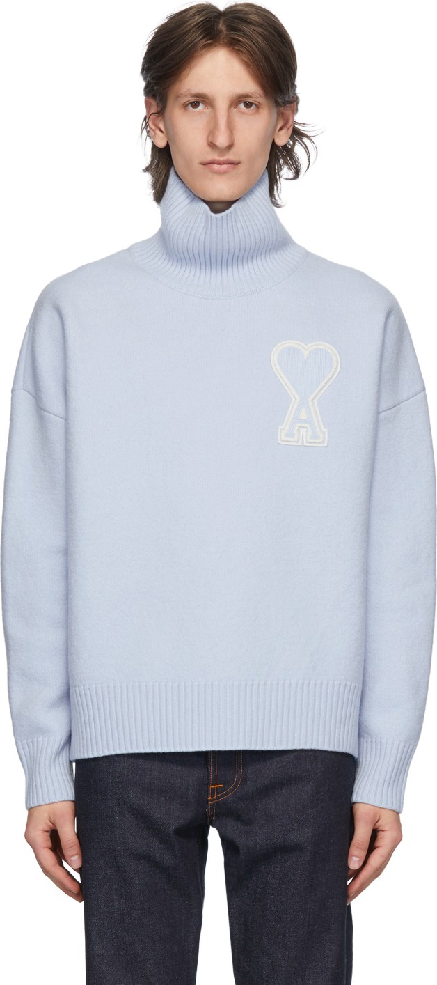 AMI SSENSE Exclusive Blue Ami De Coeur Turtleneck