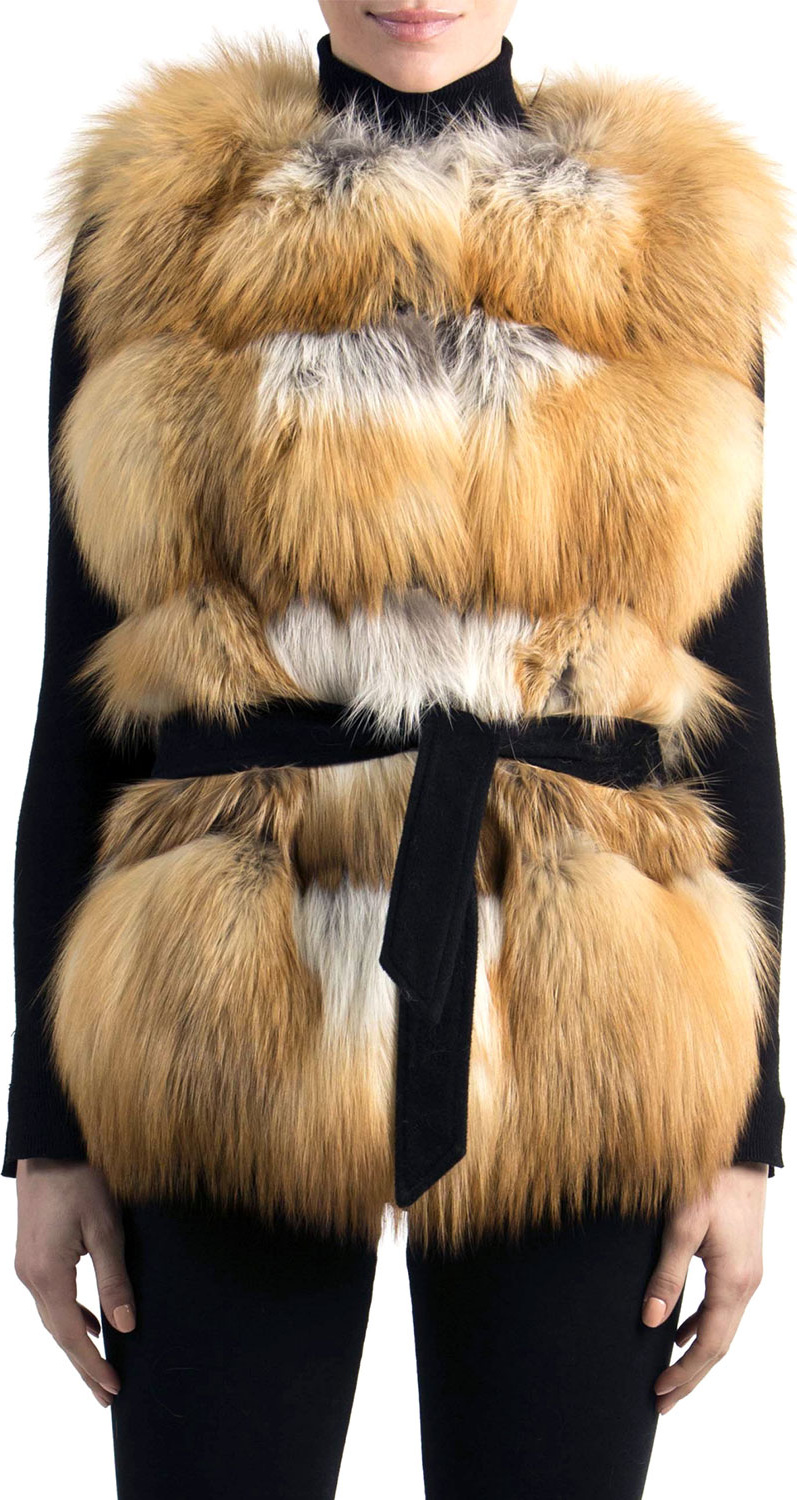 Gorski Belted Fox Fur Vest