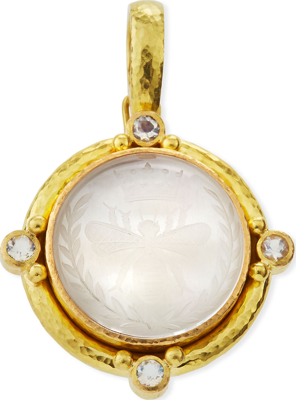 Elizabeth Locke Rock Crystal Queen Bee Intaglio Pendant