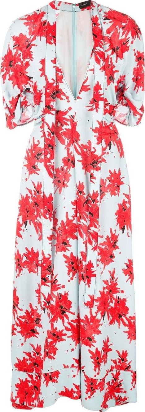 Proenza Schouler Splatter Floral Short Sleeve Tie Dress