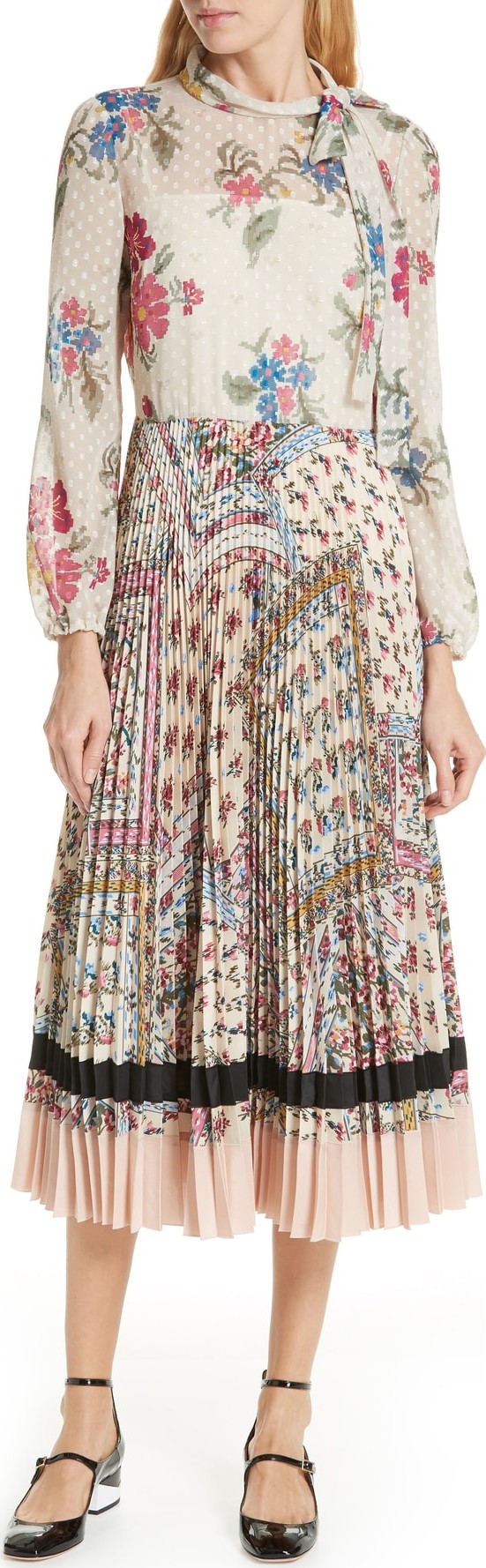 RED Valentino Mixed Floral Jacquard Dress