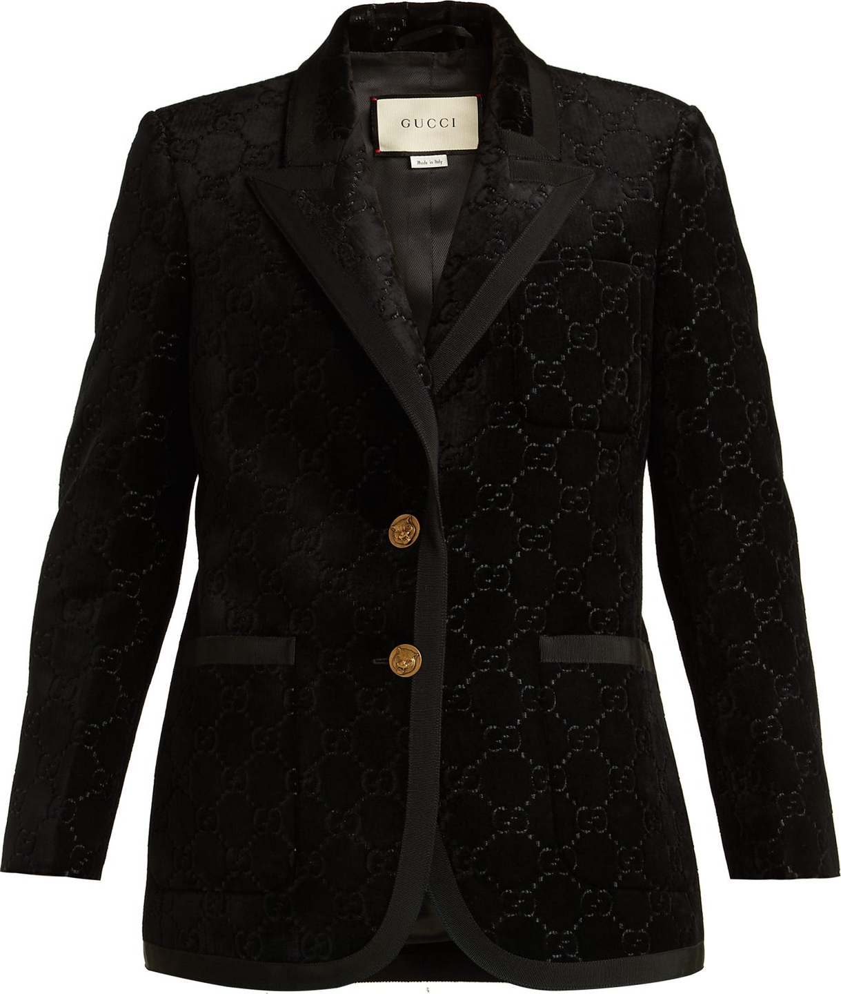 Gucci Single-breasted logo-jacquard blazer
