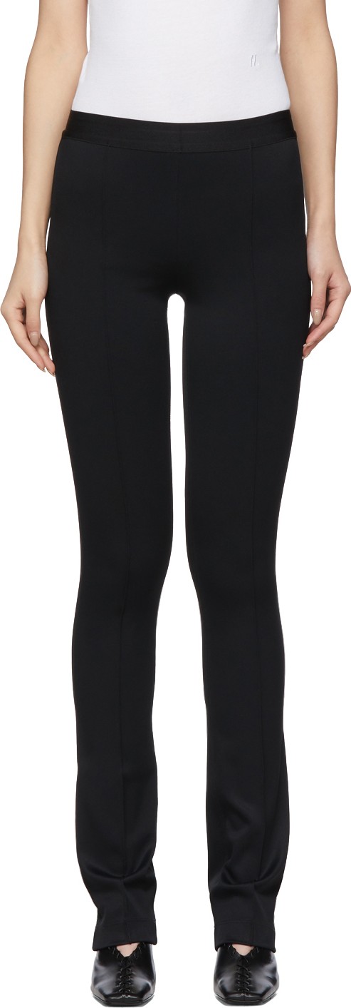 Helmut Lang Black Double Needle Rib Flare Leggings