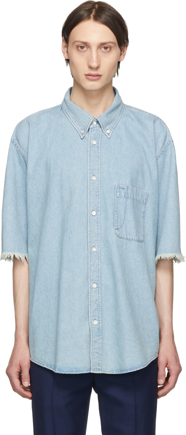 Balenciaga Blue Denim Logo Shirt