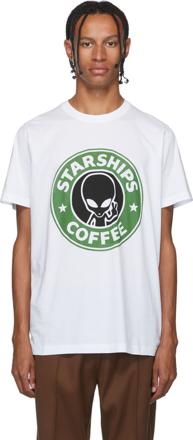 SSS World Corp White 'Starships Coffee' T-Shirt