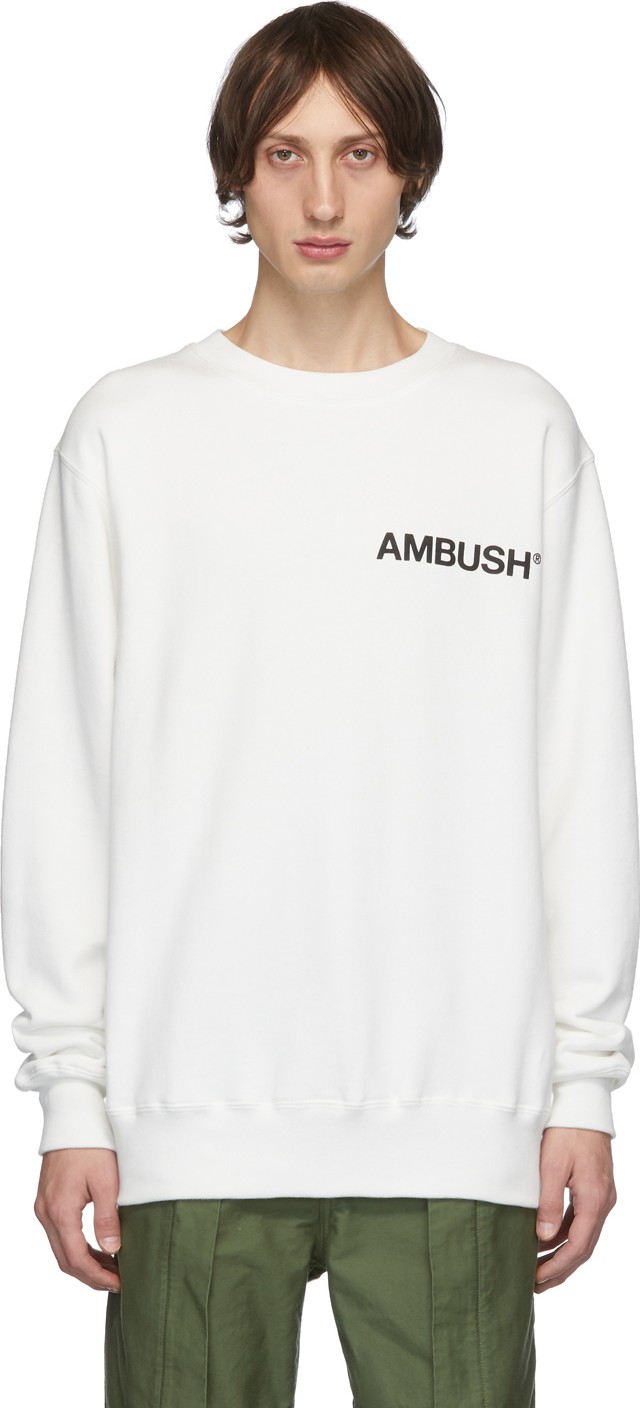 Ambush SSENSE Exclusive White Logo Crewneck Sweatshirt