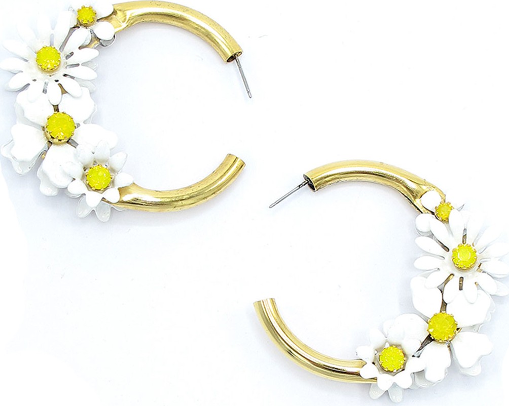 Elizabeth Cole Daisy Hoop Earrings