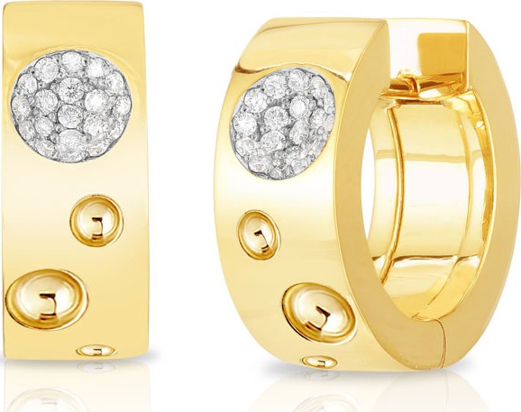 Roberto Coin Pois Moi Luna 18k Gold Huggie Hoop Earrings