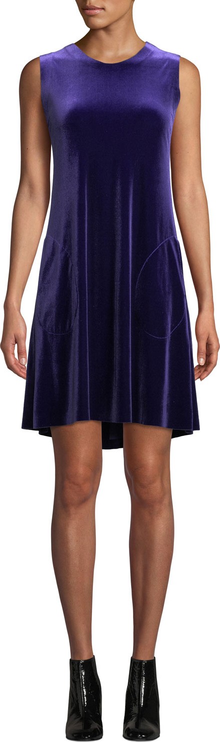 Norma Kamali Sleeveless Velvet Swing Dress