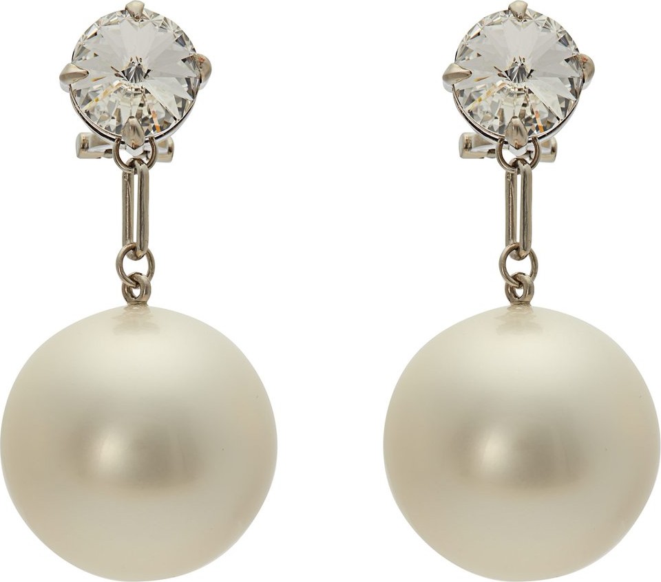 Miu Miu Crystal and pearl drop earrings