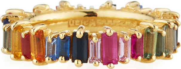 Suzanne Kalan 18k Gold Multicolor Sapphire Eternity Band Ring