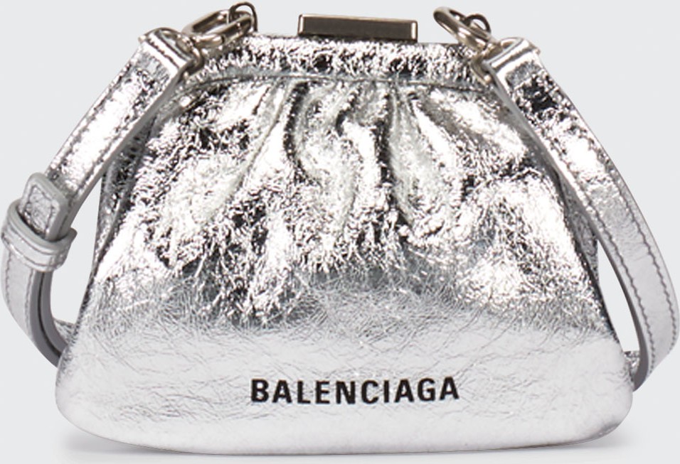 Balenciaga Cloud Mini Metallic Coin Purse with Strap