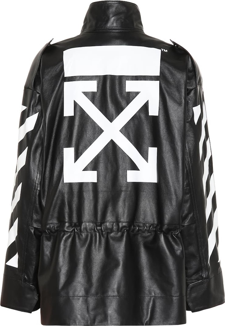 Off White Logo leather jacket