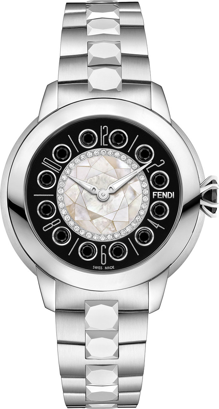 Fendi 33mm IShine Stainless Steel Bracelet Watch w/ Diamonds