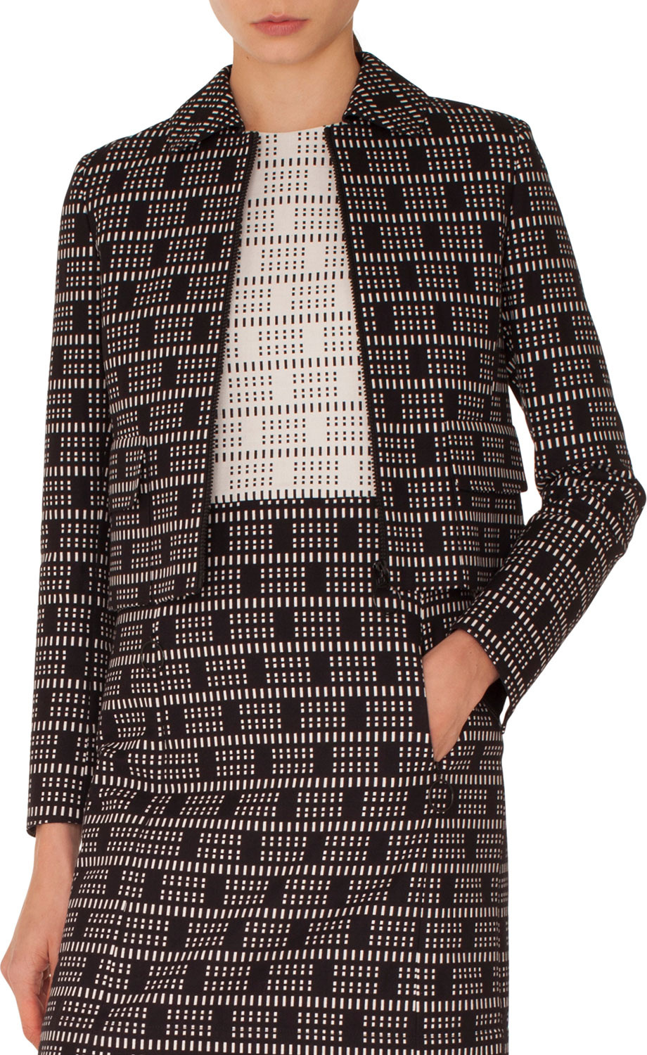 Akris Punto Short Lace Jacquard Zip-Front Jacket