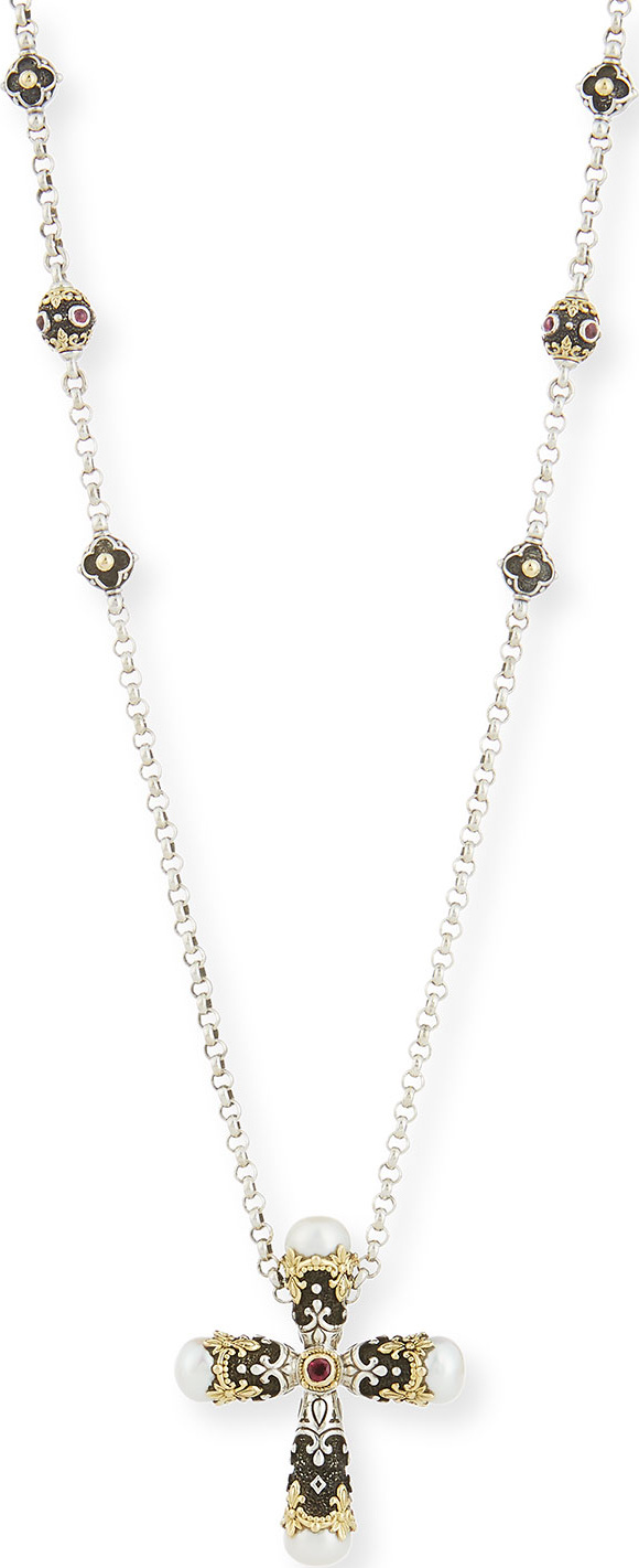 Konstantino Pink Tourmaline Cross Pendant Necklace