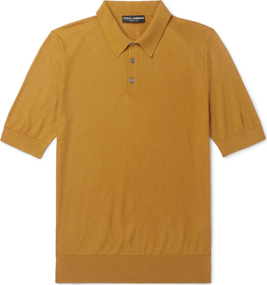 Dolce & Gabbana Slim-Fit Knitted Silk Polo Shirt