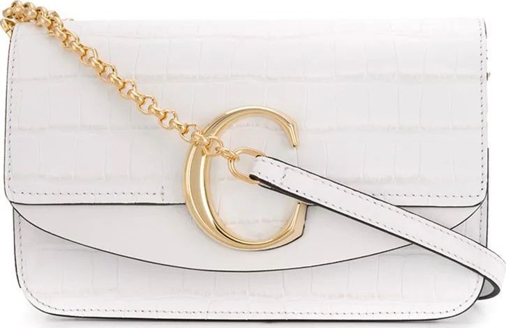 Chloe white C chain clutch mini bag