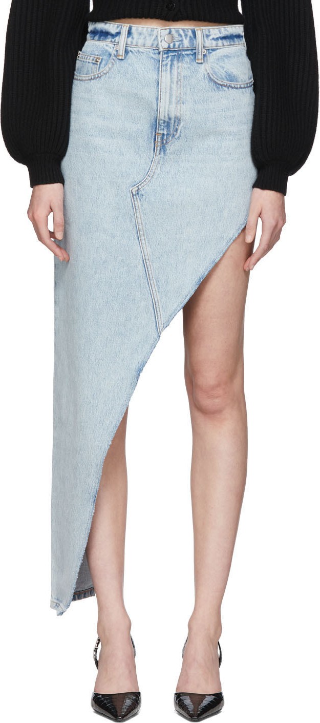 Alexander Wang Blue Denim Asymmetrical Skirt