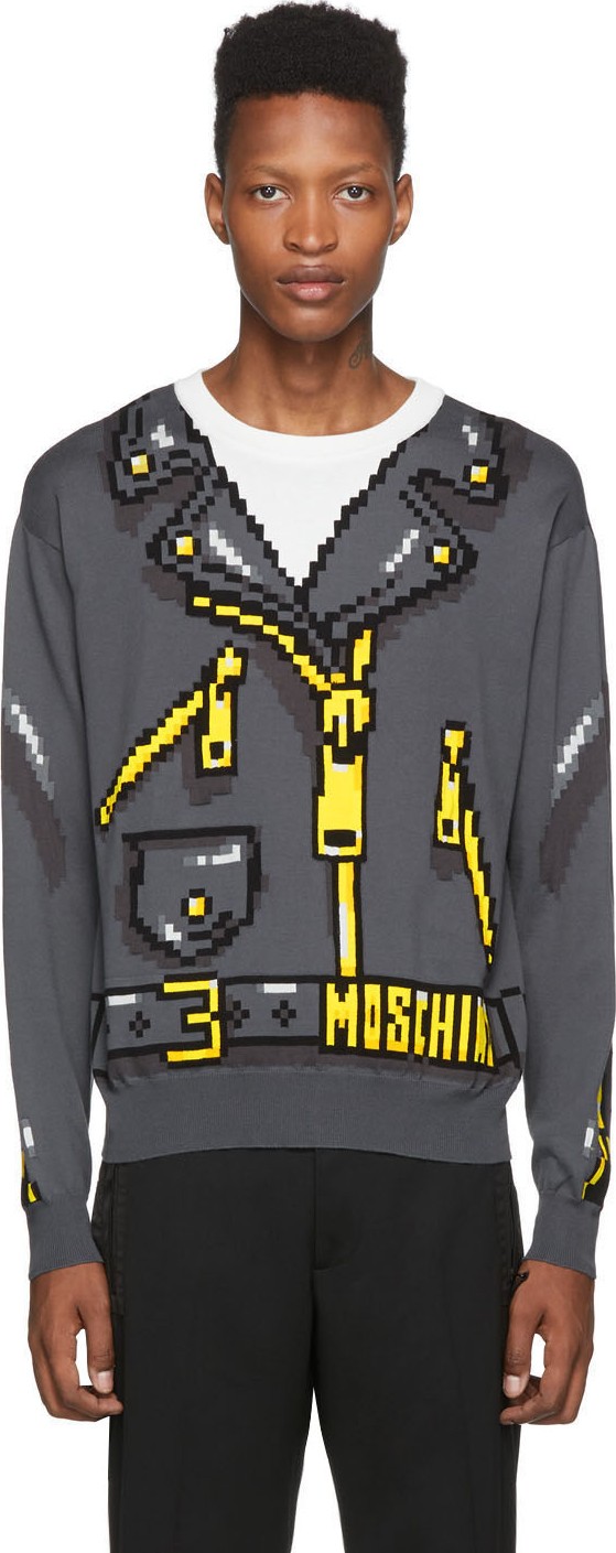 Moschino Grey The Sims Edition Pixel Sweater