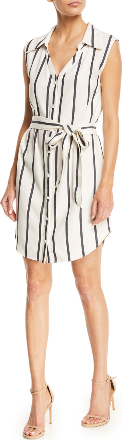 Alice + Olivia Payton Striped Button-Front Shirtdress