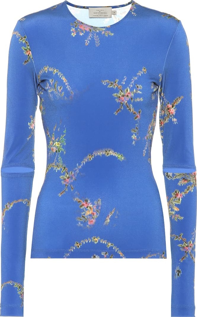 Preen Floral-printed stretch crêpe top